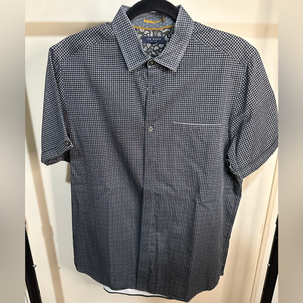 Ted Baker Men's Navy and White Shirt